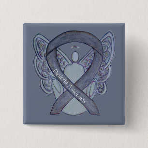 Dyslexie Silver Awareness Ribbon Engel Custom Butt Button