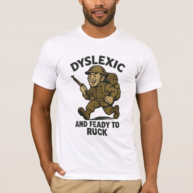 Dyslexie und Ruck - Vintages Militär T-Shirt (Vorderseite)