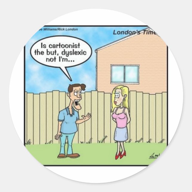 Dyslexische Karikaturist Funny Gifts T-Shirts & Co Runder Aufkleber (Vorderseite)