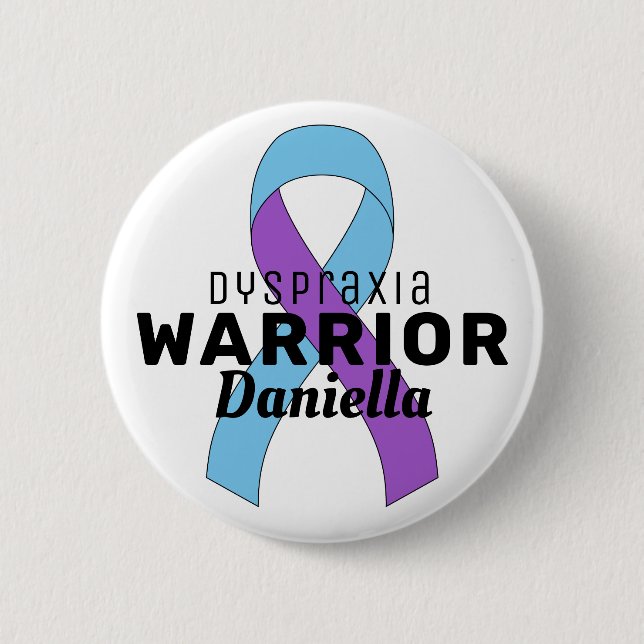 Dyspraxie-Ribbon-Weiße Taste Button (Vorderseite)