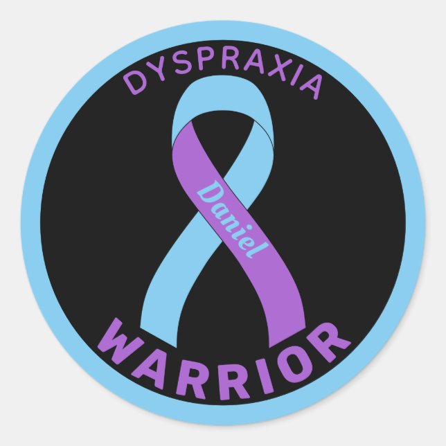 Dyspraxie Warrior Ribbon Black Round Sticker (Vorderseite)
