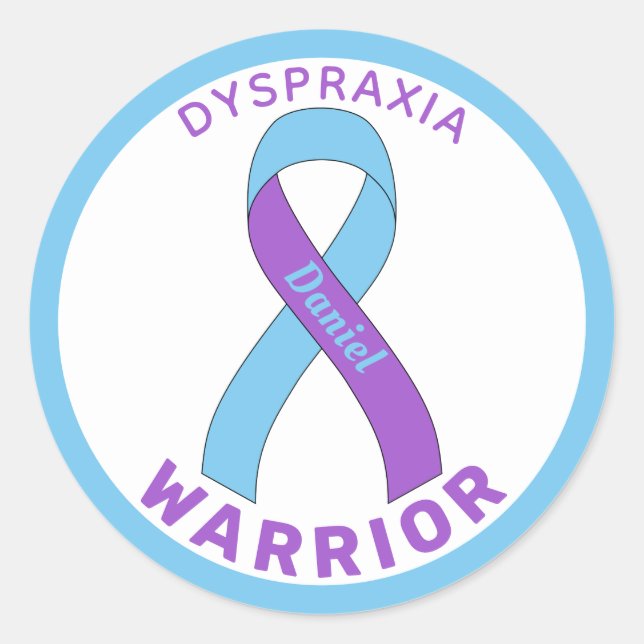 Dyspraxie Warrior Ribbon White Round Sticker (Vorderseite)