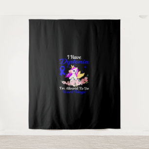 Dystonia Awareness Funny Unicorn Familienaufenthal Wandteppich