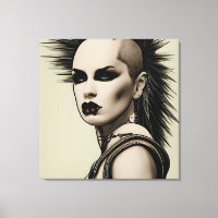 Dystopian Woman Punk Rocker Mohawk und Piercings