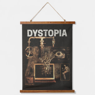 Dystopie - Design von Techno-Dystopian Streetwear Wandteppich Mit Holzrahmen