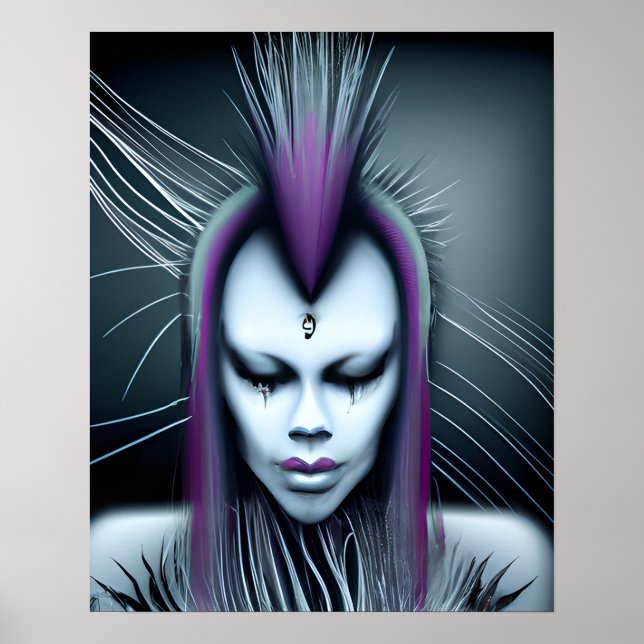 Dystopische Alien Human Hybrid Etheral Ai Art Poster (Vorne)