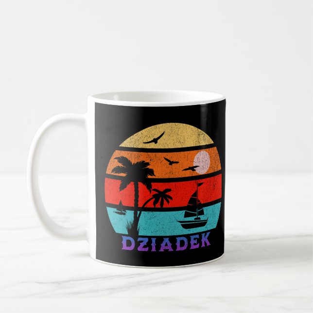 Dziadek Retro Sunset Ocean Großvater Kaffeetasse (Links)