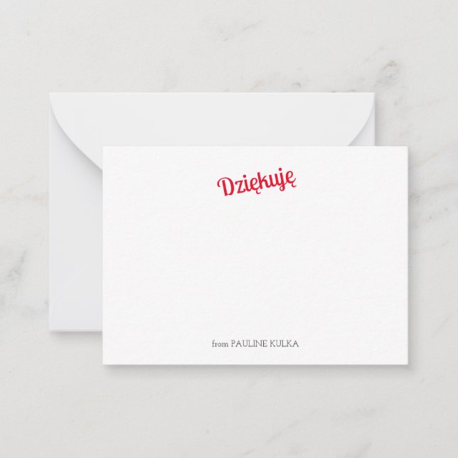 Dziękuję flat Note Card Mitteilungskarte (Vorderseite)