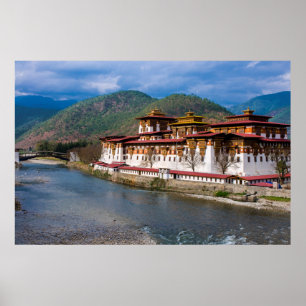 Dzong Gebäude by River Poster