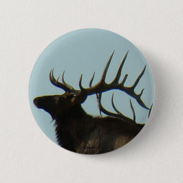 E11 Bull Elk Silhouette Head Shot Button