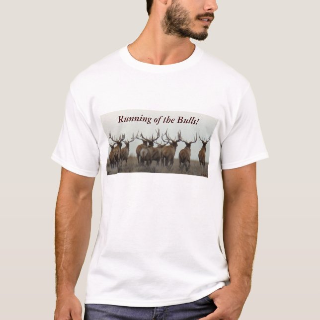 E17 Bull Elk Running T-Shirt (Vorderseite)