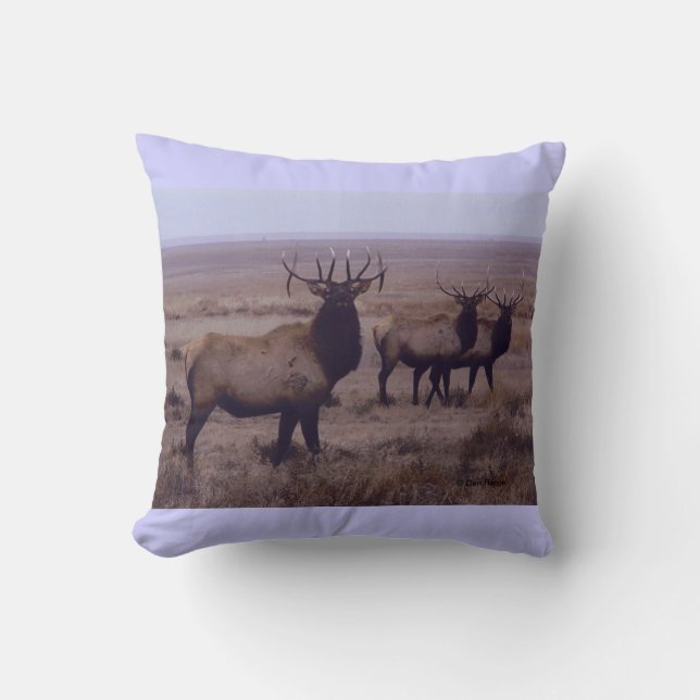 E19 Bull Elk Double Drop Tines Kissen (Vorderseite)
