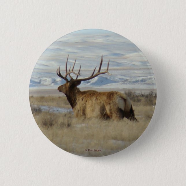 E22 Bull Elk and Snowy Hills Button (Vorderseite)