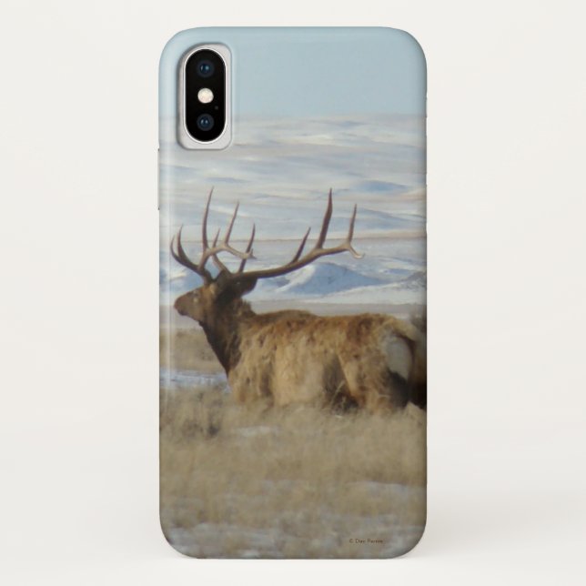 E22 Bull Elk and Snowy Hills Case-Mate iPhone Hülle (Rückseite)
