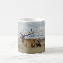 E22 Bull Elk Snowy Hills Tasse