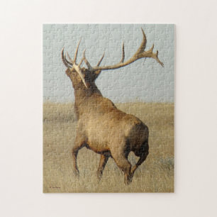 E23 Bull Elk Gras in Hörnern Puzzle