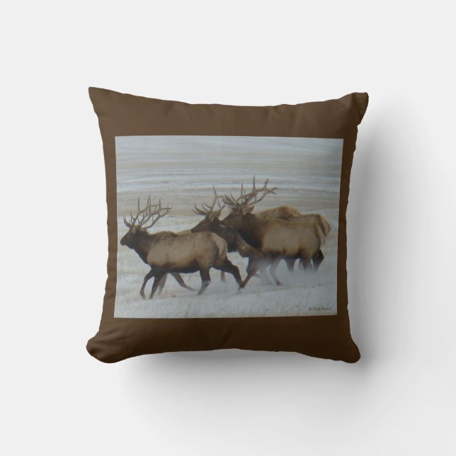 E64 Bull Elk Running Kissen (Vorderseite)