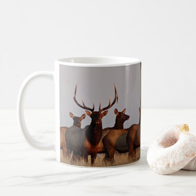E66 Bull Elk and Cows Kaffeetasse (Mit Donut)