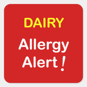 e7 - Allergiealarm - DAIRY. Quadratischer Aufkleber