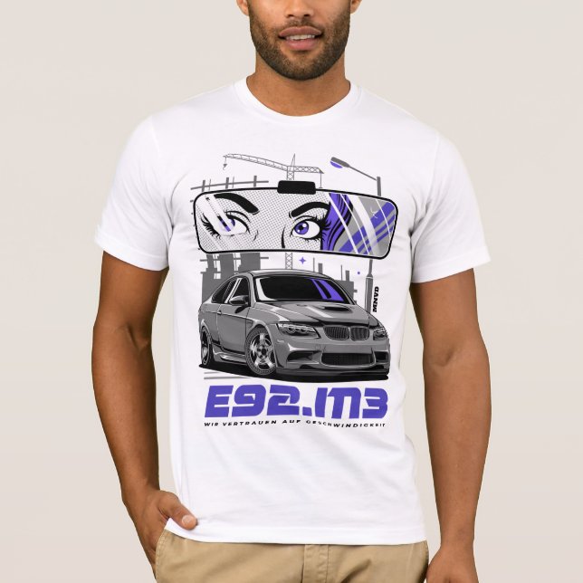E92 M3 Sportwagen - Illustration T-Shirt (Vorderseite)