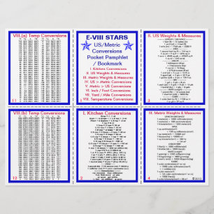 E-8** US / Metric Umrechnungen Taschenbroschüre Flyer