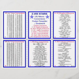 E-8** US / Metric Umrechnungen Taschenbroschüre Flyer