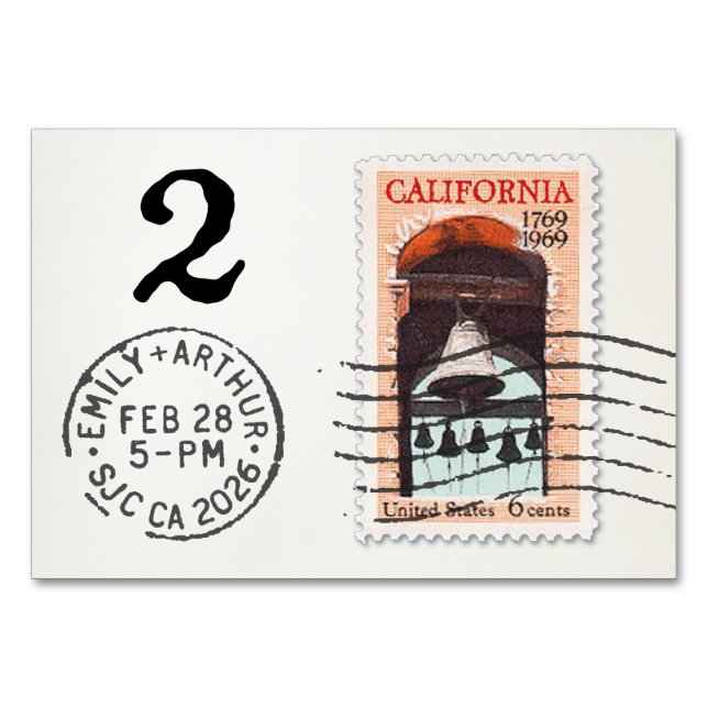 E&A Wedding Reception Table Card 2 CA Mission Tischnummer (Rückseite)