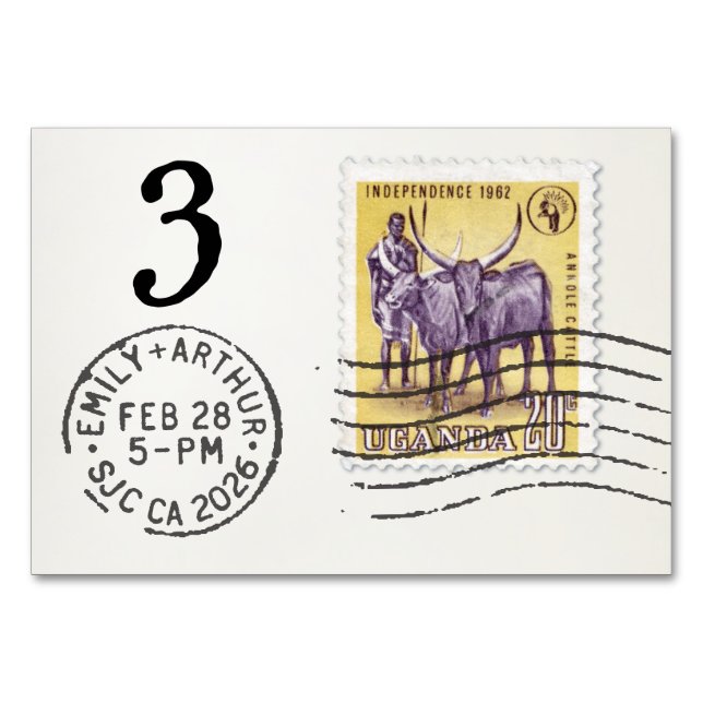 E&A Wedding Reception Table Card 3 Uganda Tischnummer (Rückseite)