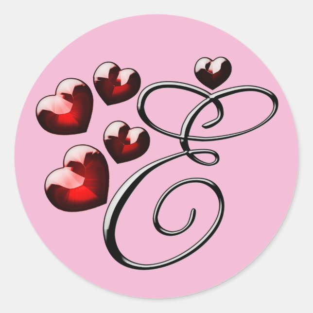 E-Aufkleber in Monogramm Runder Aufkleber (Vorderseite)