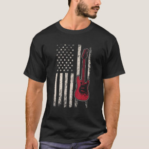 E-Bass-Gitarrist Amerikanische Flagge Musiker T-Shirt
