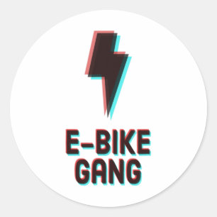 E-Bike-Gang Mountainbiking Runder Aufkleber