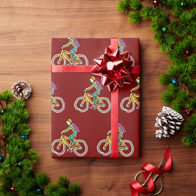 E-Bike-Strichmännchen Geschenkpapier (Feiertagsgeschenk)