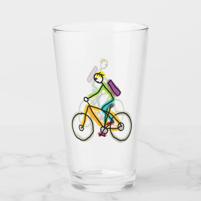 E-Bike-Strichmännchen Glas (Vorderseite)