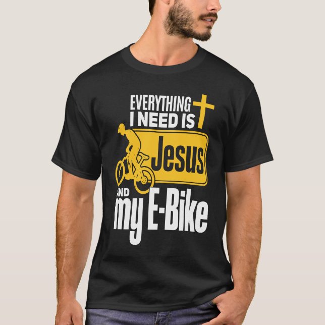 E Biker Jesus  Jesus and E Biking Religious EBiker T-Shirt (Vorderseite)