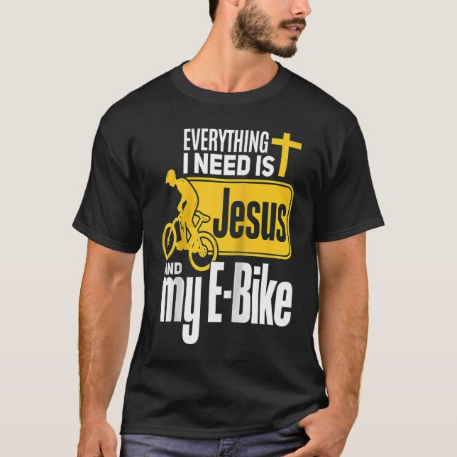 E Biker Jesus Jesus and E Biking Religious EBiker  T-Shirt (Vorderseite)