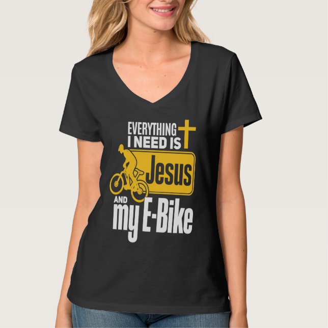 E Biker Jesus  Jesus and E Biking Religious EBiker T-Shirt (Vorderseite)
