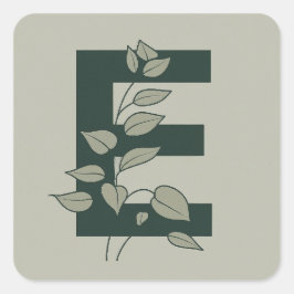 E Botanische Monogramm Quadratischer Aufkleber