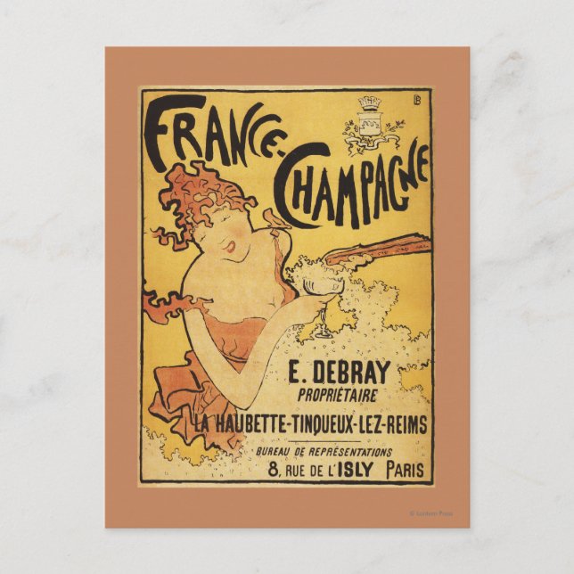 E. Debray Champagne Advertisement Poster Postkarte (Vorderseite)