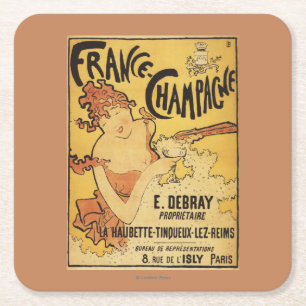 E. Debray Champagner-Werbeplakat Rechteckiger Pappuntersetzer