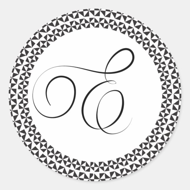 E Elegantes Monogramm Runder Aufkleber (Vorderseite)