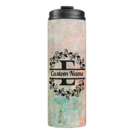 E Floral Monogram Letter Thermosbecher