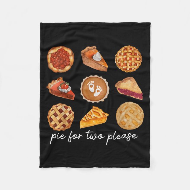 E For Two Please Thanksgiving Fall Pregnancy Annou Fleecedecke (Vorderseite)