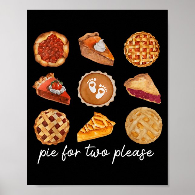 E For Two Please Thanksgiving Fall Pregnancy Annou Poster (Vorne)