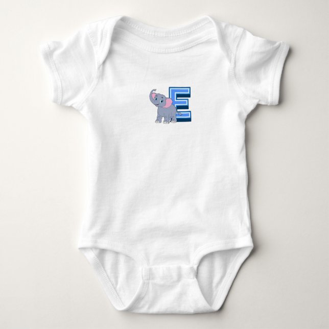 E für Elefant  Baby Strampler (Vorderseite)
