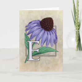 E für Monogramm-Karten der Echinacea-Blume