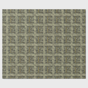 E - geprägtes Vintage-Monogramm (Gold) Geschenkpapier