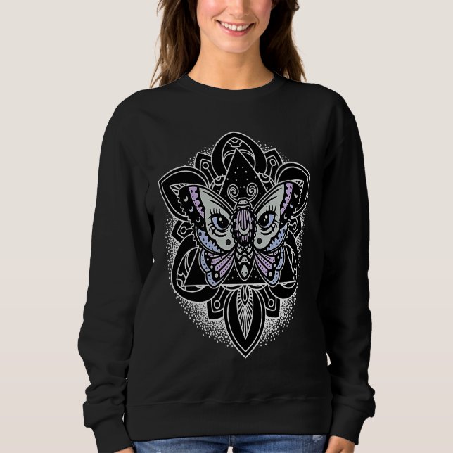 E Girl Occult Aesthetic Moth Pastel Goth Occult Wi Sweatshirt (Vorderseite)