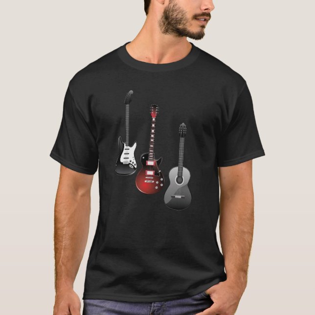E-Gitarre, akustische Gitarre T-Shirt (Vorderseite)