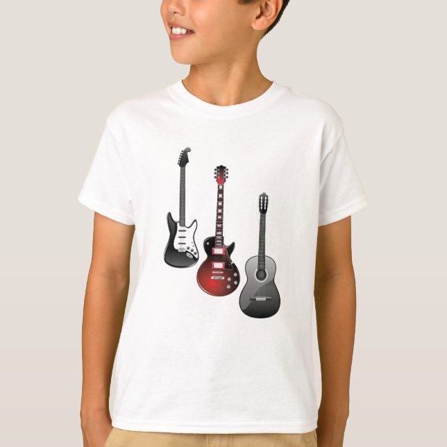 E-Gitarre, akustische Gitarre T-Shirt (Vorderseite)
