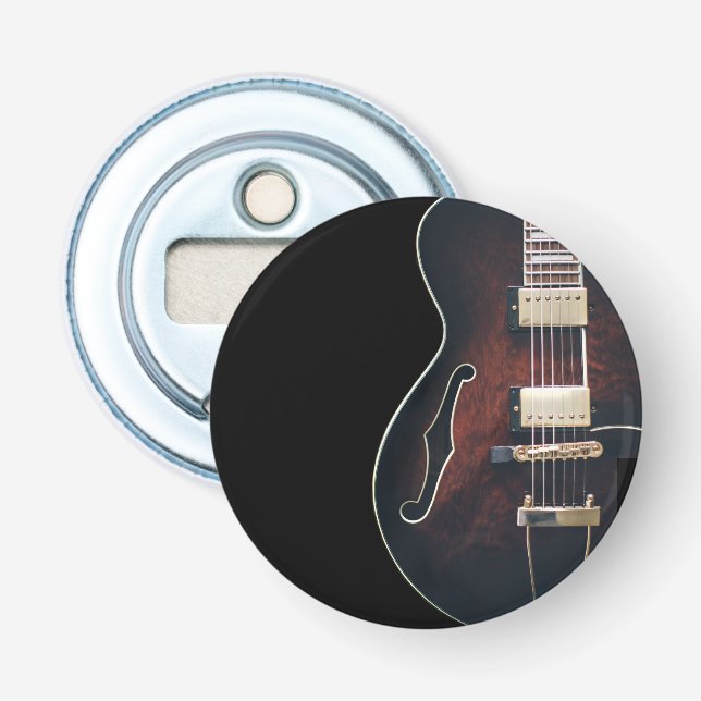 E-Gitarre auf Schwarz Flaschenöffner (Vorderseite)